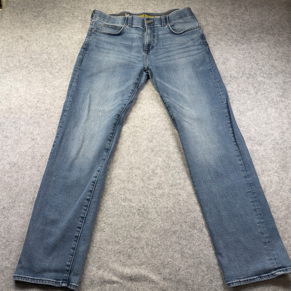 Lee Extreme Motion MVP Jeans Mens 36x32 Blue Excellent Slim Fit Straight Leg